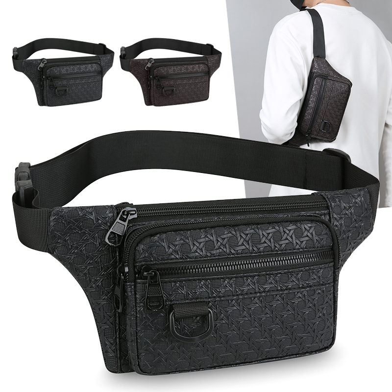 Motorcycle Gear Backpack - กระเป๋าคาดเอวแบบสะพายหน้าอกสำหรับผู้ชายแบบลำลอง – กระเป๋าคาดเอว PU ทนทานพร้อมช่องใส่ของหลายช่องสำหรับขี่มอเตอร์ไซค์และเดินทางกลางแจ้ง